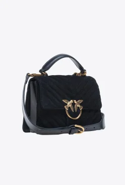 Sacs À Main|PINKO Classic Love Bag One Light Suede A Anse Superieure Noir-Vieil Or