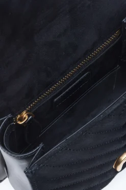 Sacs À Main|PINKO Classic Love Bag One Light Suede A Anse Superieure Noir-Vieil Or