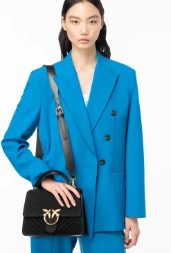 Sacs À Main|PINKO Classic Love Bag One Light Suede A Anse Superieure Noir-Vieil Or