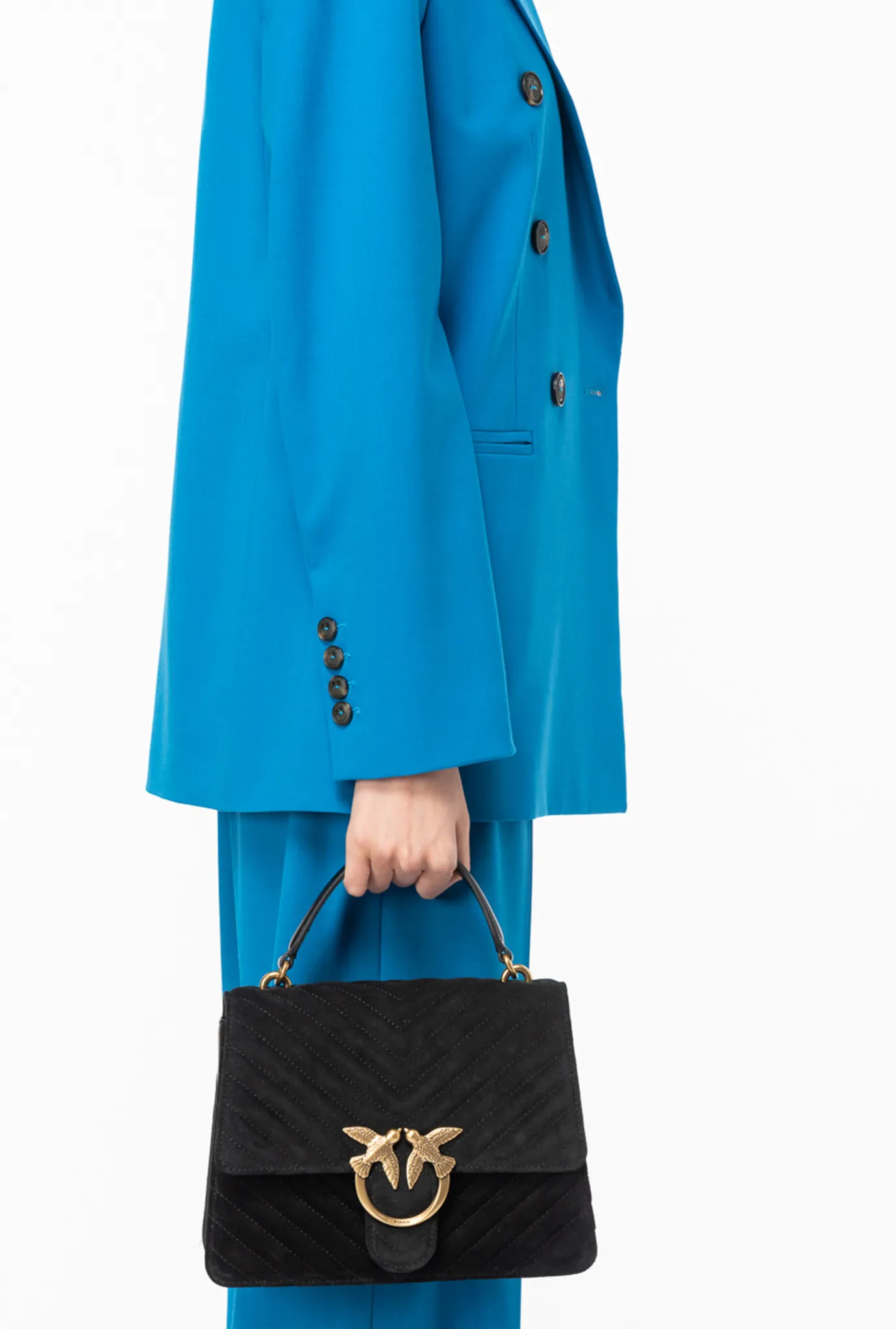 Sacs À Main|PINKO Classic Love Bag One Light Suede A Anse Superieure Noir-Vieil Or