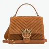 Sacs À Main|PINKO Classic Love Bag One Light Suede A Anse Superieure Cognac-Or Antique