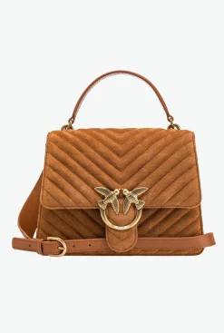Sacs À Main|PINKO Classic Love Bag One Light Suede A Anse Superieure Cognac-Or Antique