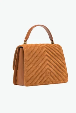 Sacs À Main|PINKO Classic Love Bag One Light Suede A Anse Superieure Cognac-Or Antique