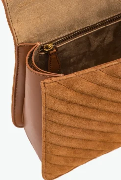 Sacs À Main|PINKO Classic Love Bag One Light Suede A Anse Superieure Cognac-Or Antique