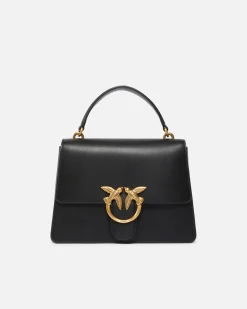 Sacs À Main|PINKO Classic Love Bag One Light Simply A Anse Superieure Noir-Vieil Or