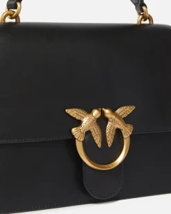 Sacs À Main|PINKO Classic Love Bag One Light Simply A Anse Superieure Noir-Vieil Or