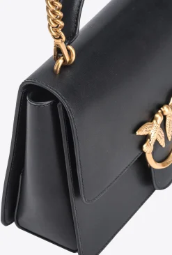 Sacs À Main|PINKO Classic Love Bag One Light Simply A Anse Superieure Noir-Vieil Or