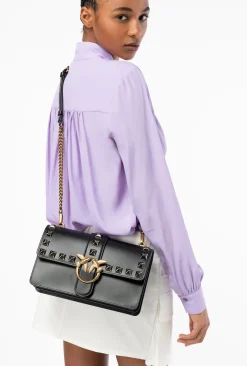 Sacs À Bandoulière|PINKO Classic Love Bag One Painted Studs Noir-Vieil Or