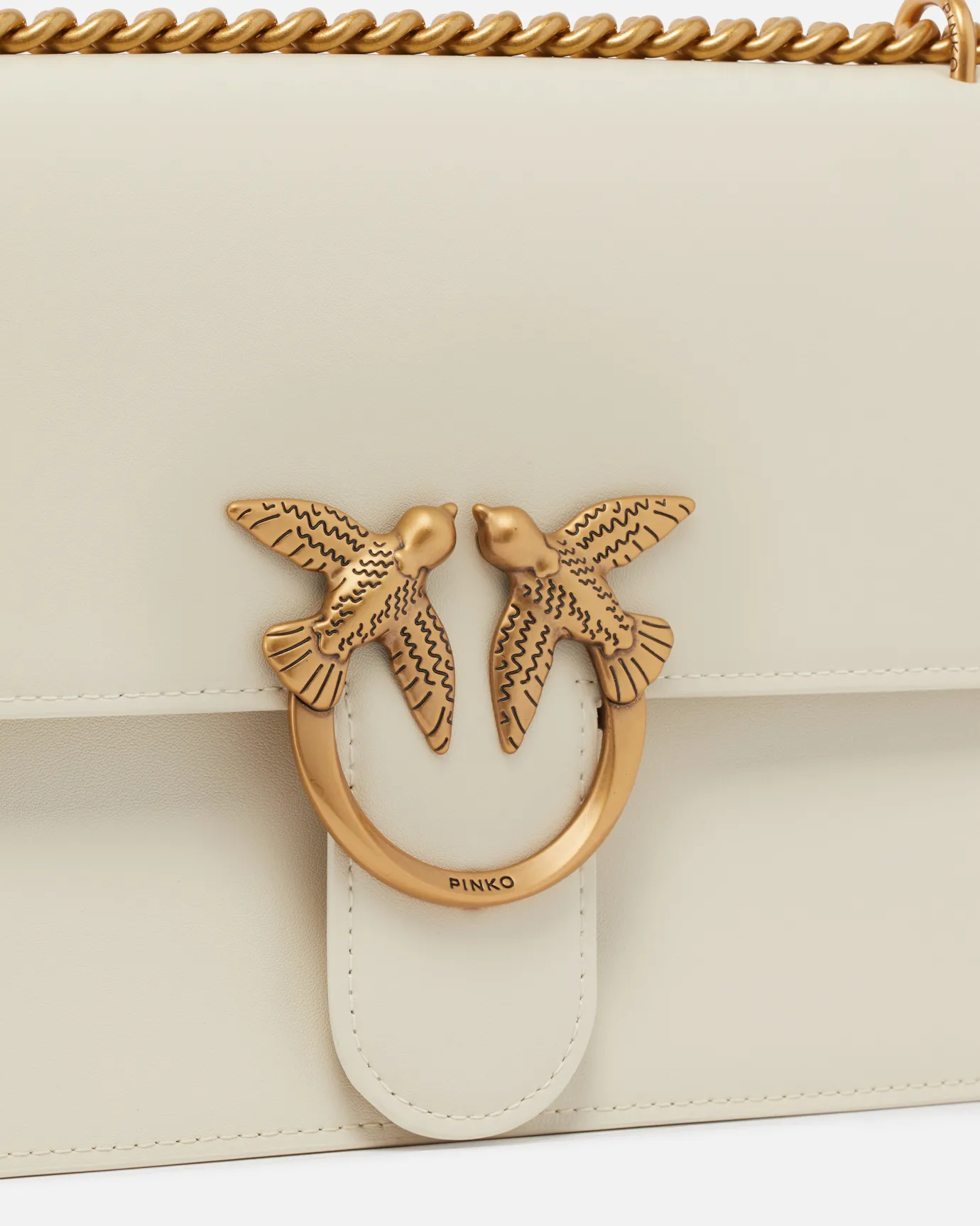Sacs Portés Épaule|PINKO Classic Love Bag One Simply Blanc+Blanc-Or Antique