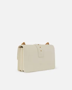 Sacs À Bandoulière|PINKO Classic Love Bag One Simply Blanc+Blanc-Or Antique