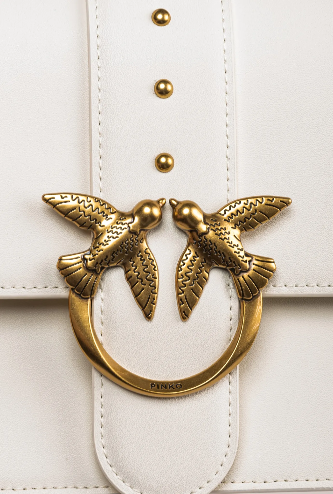 Sacs À Bandoulière|PINKO Classic Love Bag One Simply Blanc+Blanc-Or Antique