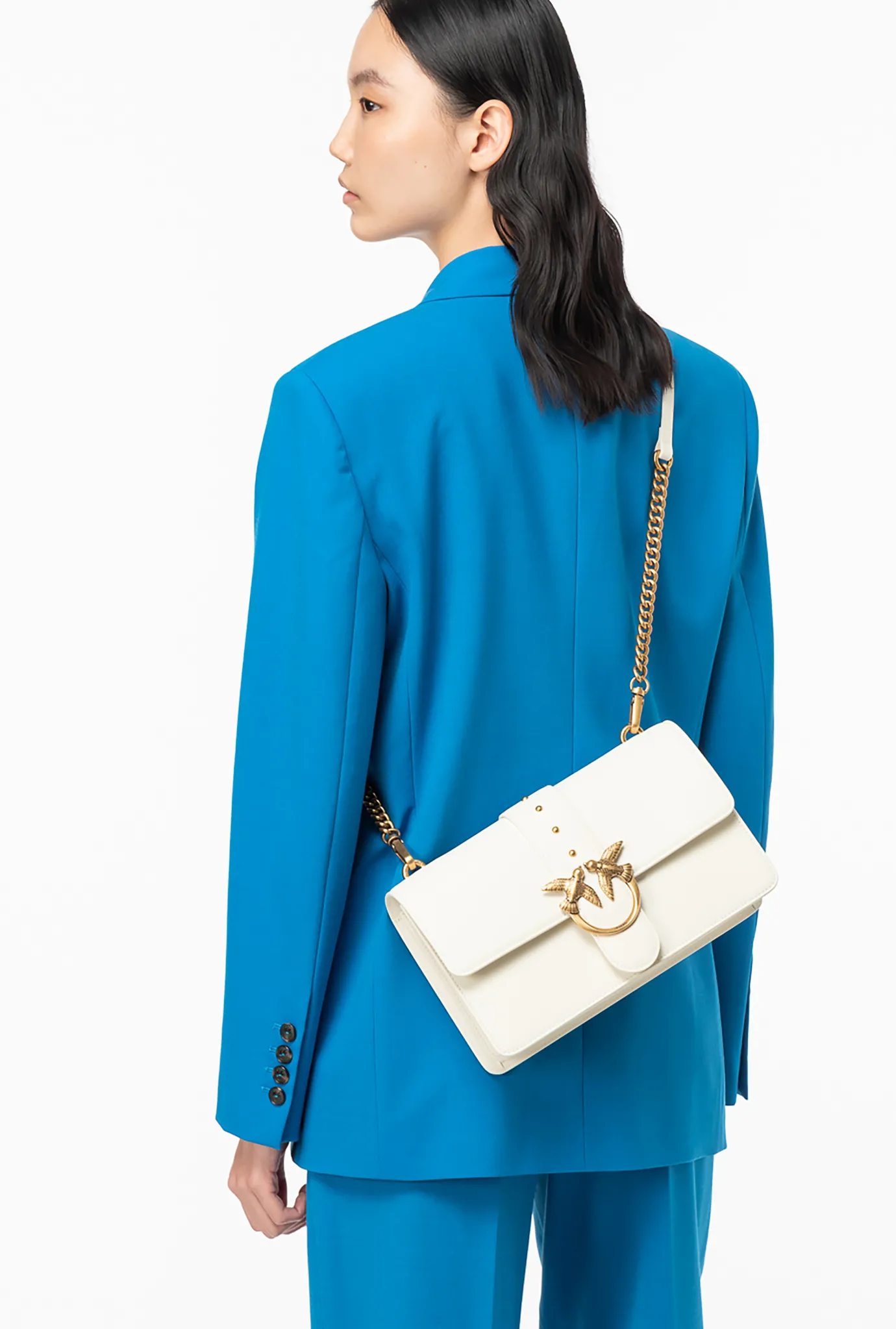 Sacs À Bandoulière|PINKO Classic Love Bag One Simply Blanc+Blanc-Or Antique