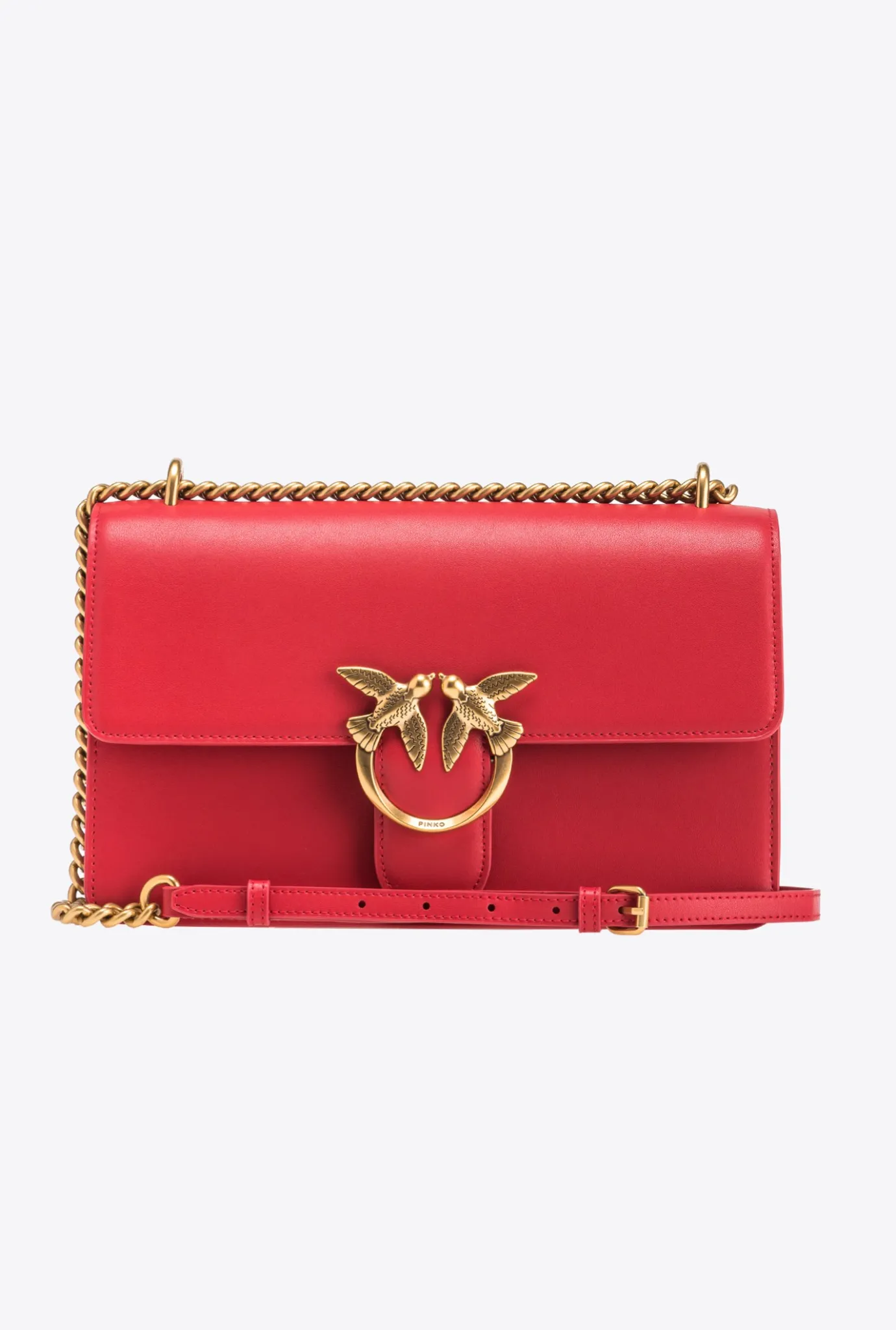 Sacs Portés Épaule|PINKO Classic Love Bag One Simply Rouge Grenat-Or Antique