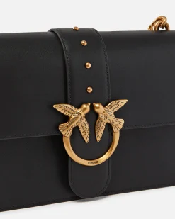 Sacs À Bandoulière|PINKO Classic Love Bag One Simply Noir-Vieil Or