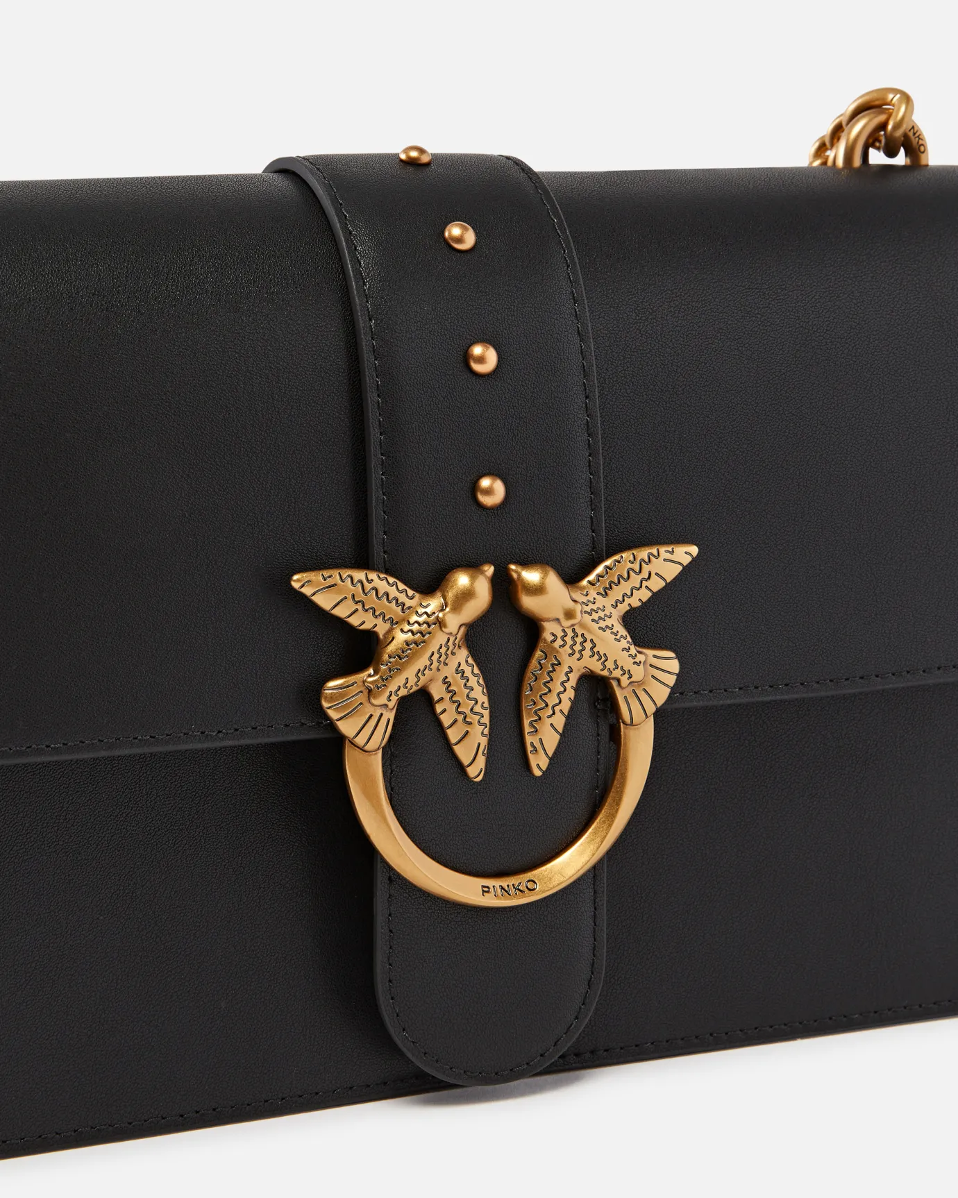 Sacs À Bandoulière|PINKO Classic Love Bag One Simply Noir-Vieil Or