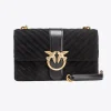 Sacs À Bandoulière|PINKO Classic Love Bag One Suede Noir-Vieil Or