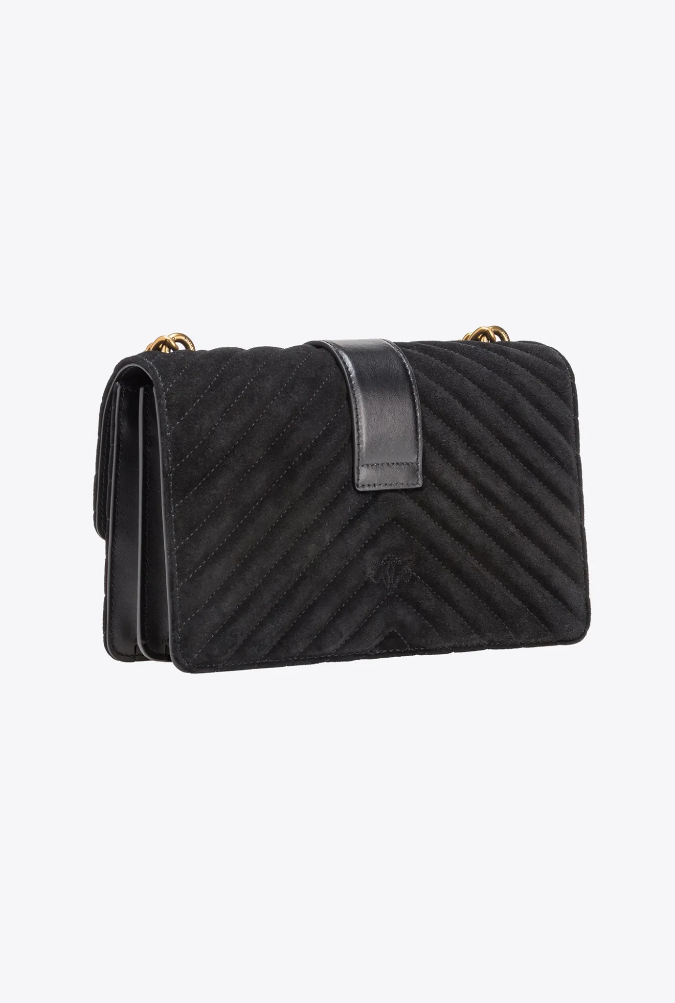 Sacs À Bandoulière|PINKO Classic Love Bag One Suede Noir-Vieil Or