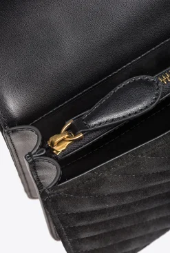 Sacs À Bandoulière|PINKO Classic Love Bag One Suede Gris Manchot-Or Antique