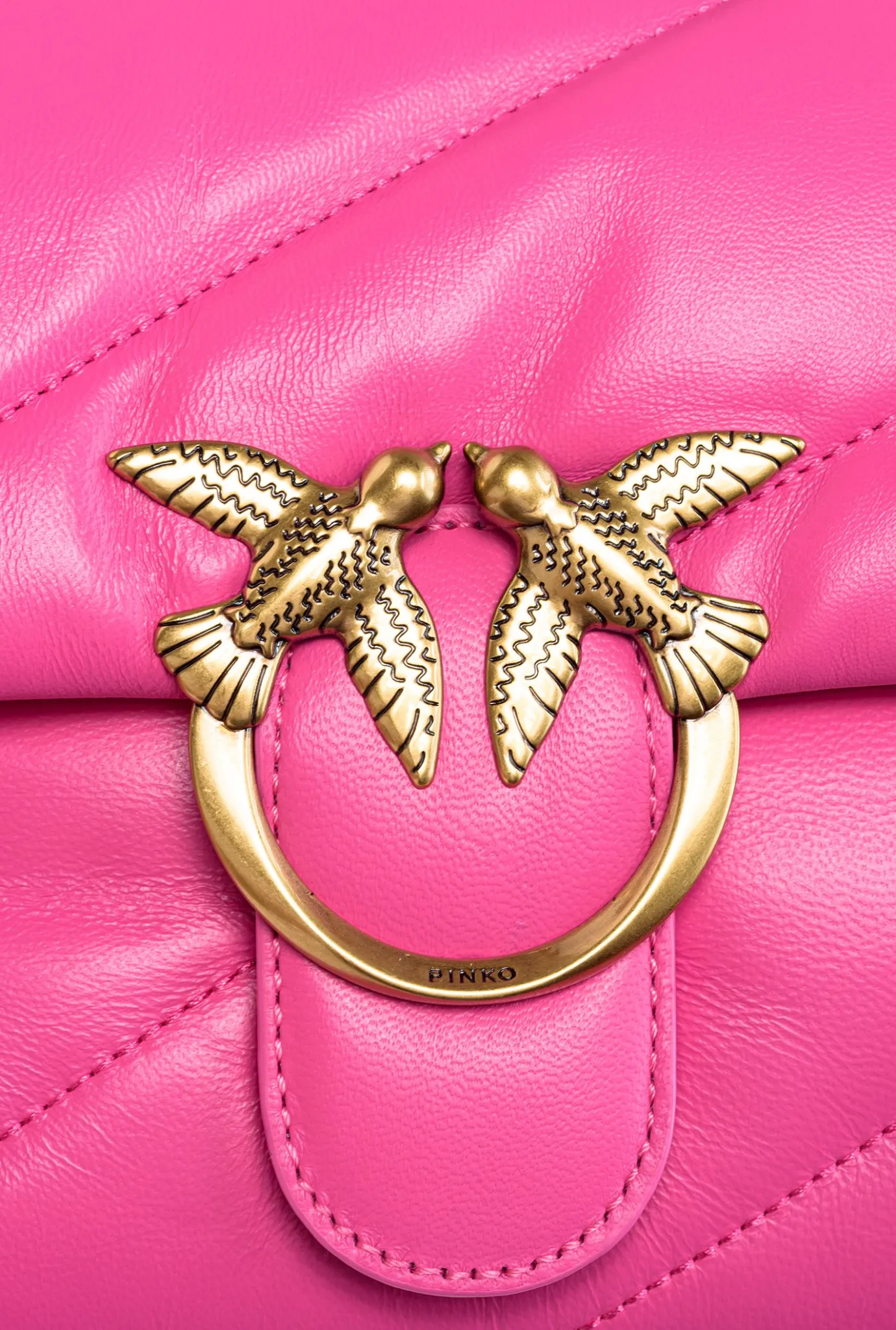 Sacs Portés Épaule|PINKO Classic Love Bag Puff Maxi Quilt Fuchsia-Or Antique