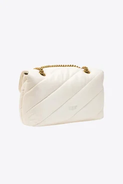 Sacs Portés Épaule|PINKO Classic Love Bag Puff Maxi Quilt Blanc+Blanc-Or Antique