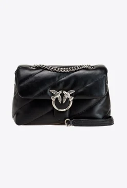 Sacs Portés Épaule|PINKO Classic Love Bag Puff Maxi Quilt Noir-Vieil Argent