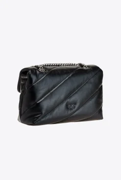 Sacs Portés Épaule|PINKO Classic Love Bag Puff Maxi Quilt Noir-Vieil Argent