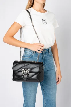 Sacs Portés Épaule|PINKO Classic Love Bag Puff Maxi Quilt Noir-Vieil Argent