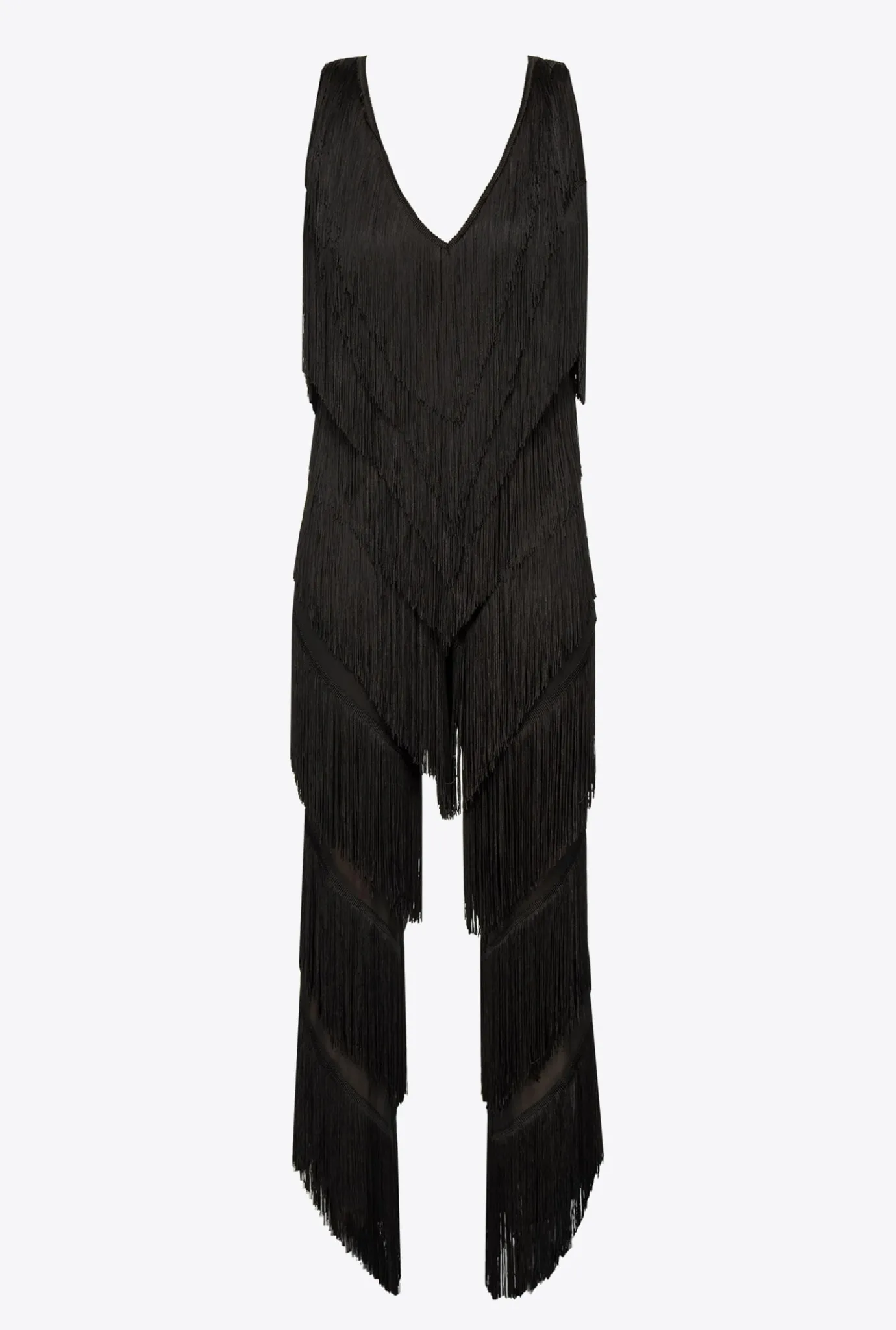 Robes|PINKO Combinaison A Franges Noir Limousine