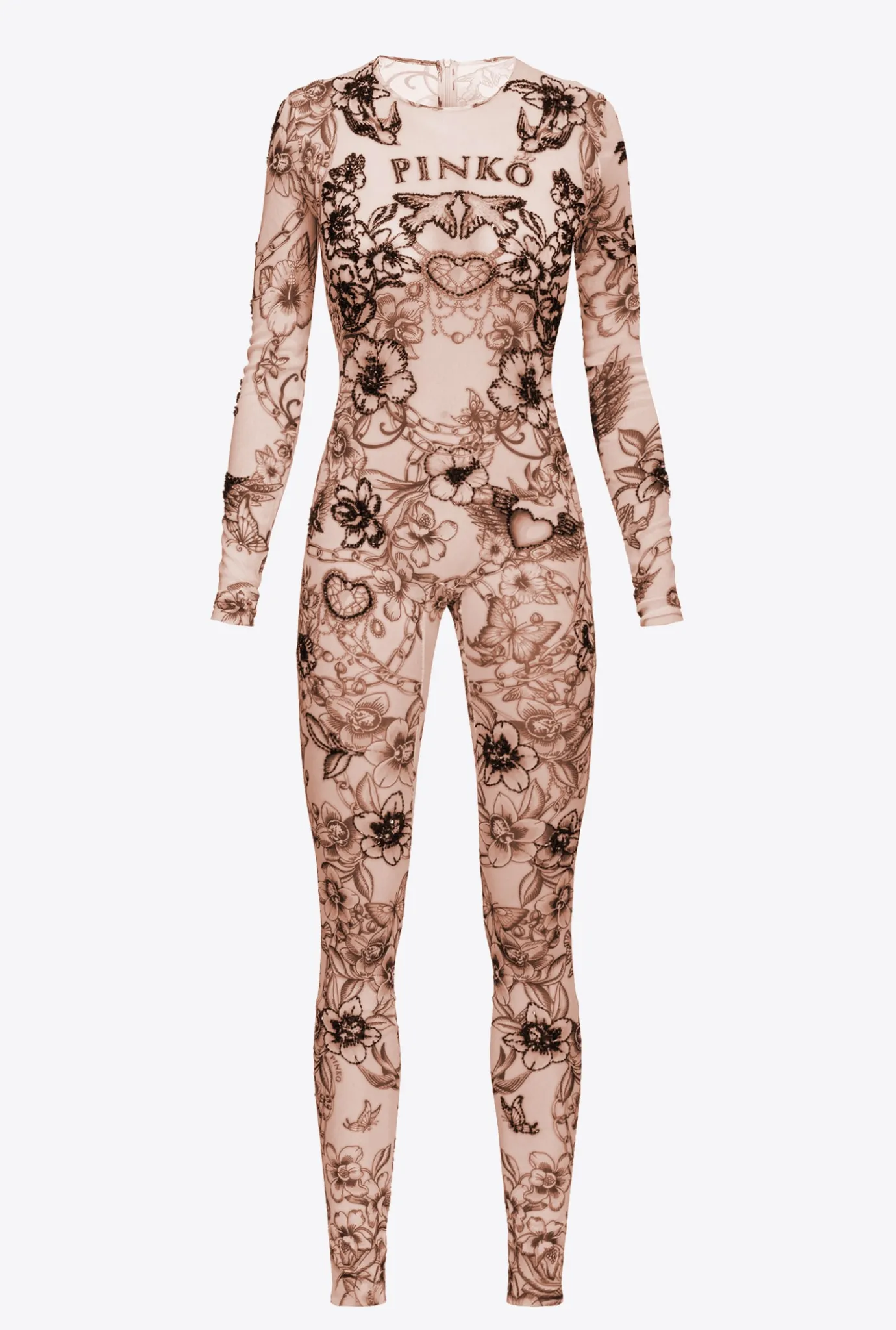 Robes|PINKO Combinaison A Imprime Tatouage Avec Broderies Chair/Noir