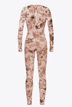 Robes|PINKO Combinaison A Imprime Tatouage Avec Broderies Chair/Noir