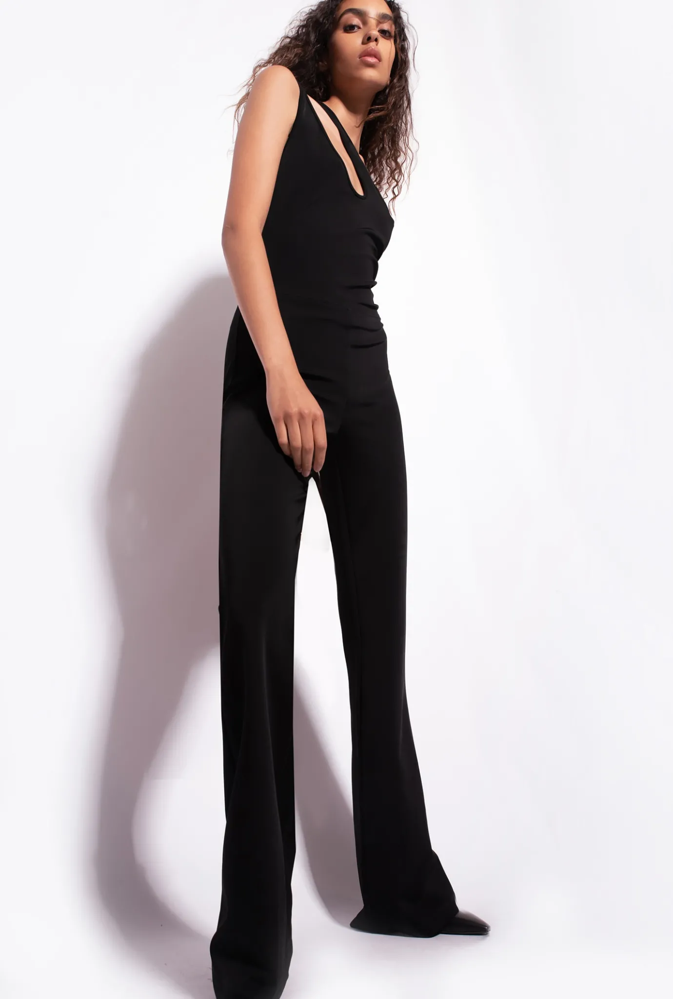 Robes|PINKO Combinaison Asymetrique En Tissu Technique Noir Limousine