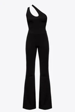 Robes|PINKO Combinaison Asymetrique En Tissu Technique Noir Limousine