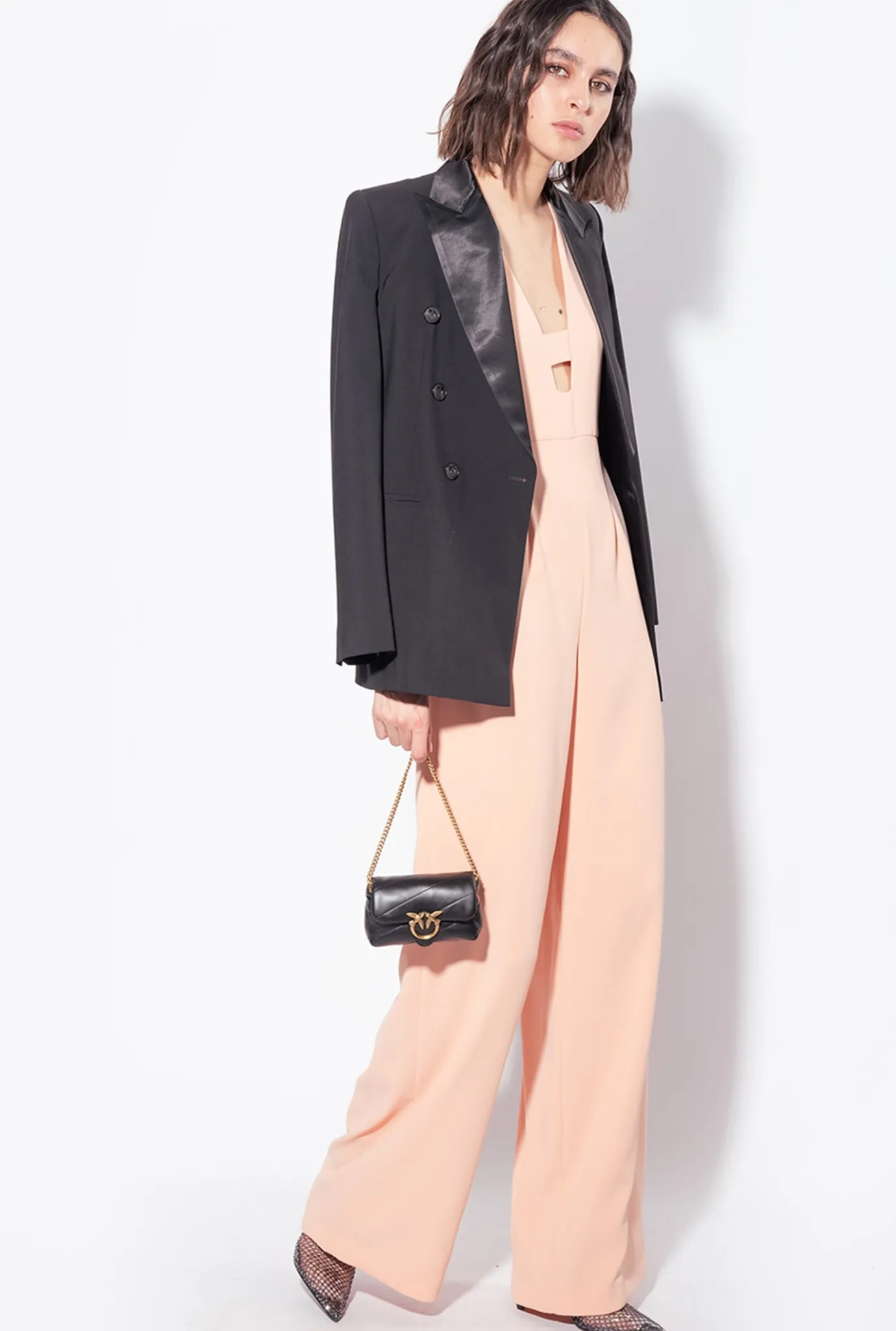 Robes|PINKO Combinaison Avec Broche Florale Rose Poussiere