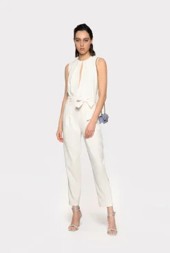 Robes|PINKO Combinaison Avec Decoupe Sur Le Devant Blanc Soie