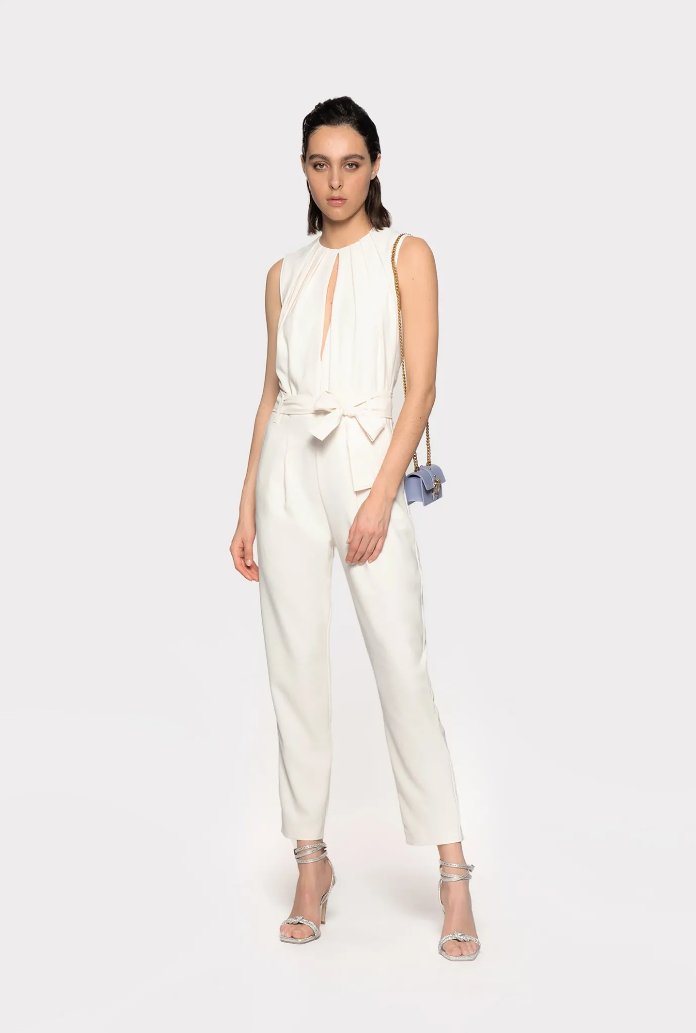Robes|PINKO Combinaison Avec Decoupe Sur Le Devant Blanc Soie