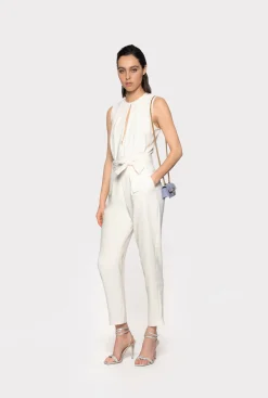 Robes|PINKO Combinaison Avec Decoupe Sur Le Devant Blanc Soie