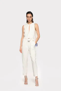 Robes|PINKO Combinaison Avec Decoupe Sur Le Devant Blanc Soie