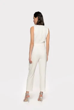 Robes|PINKO Combinaison Avec Decoupe Sur Le Devant Blanc Soie
