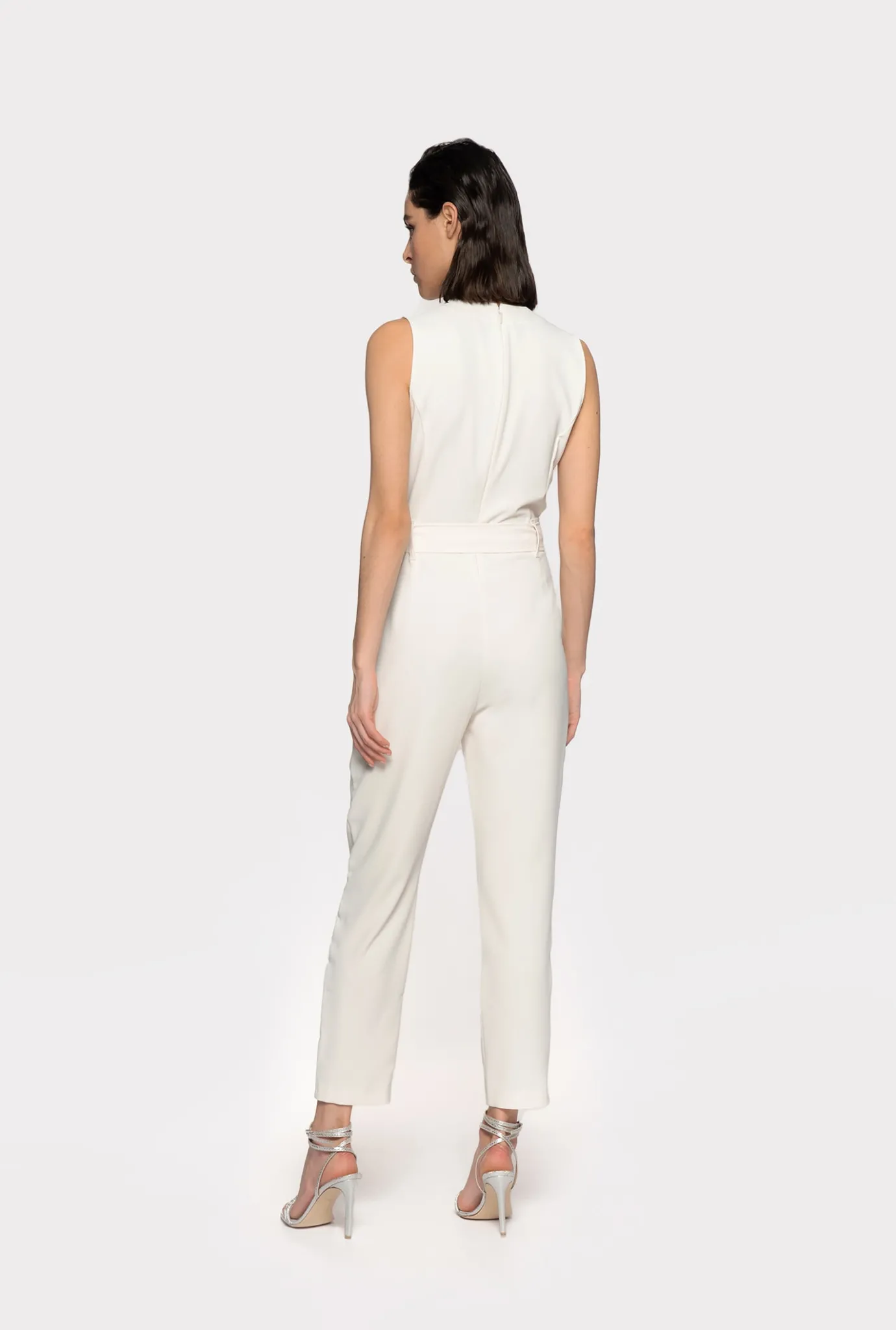 Robes|PINKO Combinaison Avec Decoupe Sur Le Devant Blanc Soie