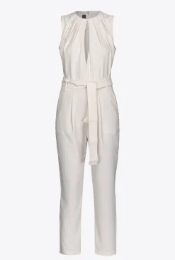 Robes|PINKO Combinaison Avec Decoupe Sur Le Devant Blanc Soie