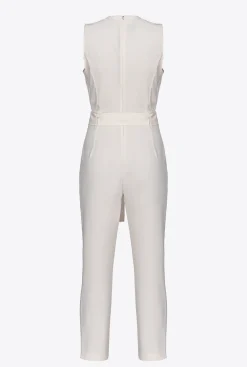 Robes|PINKO Combinaison Avec Decoupe Sur Le Devant Blanc Soie