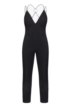 Robes|PINKO Combinaison Dos Nu Noir Limousine