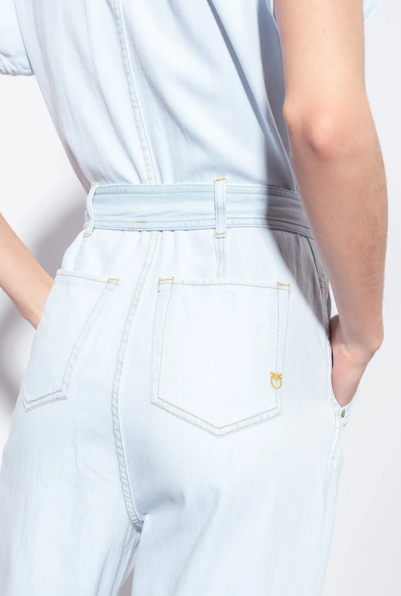Robes|PINKO Combinaison En Denim Leger Delavage Clair