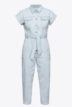 Robes|PINKO Combinaison En Denim Leger Delavage Clair