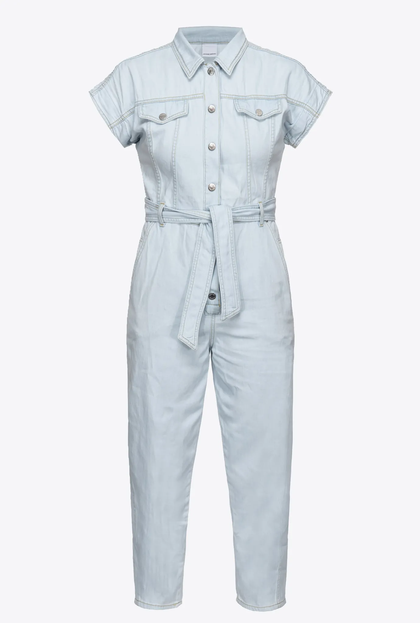 Robes|PINKO Combinaison En Denim Leger Delavage Clair