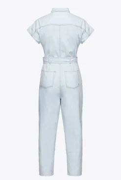 Robes|PINKO Combinaison En Denim Leger Delavage Clair