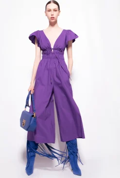 Robes|PINKO Combinaison En Popeline De Coton Violet Pride
