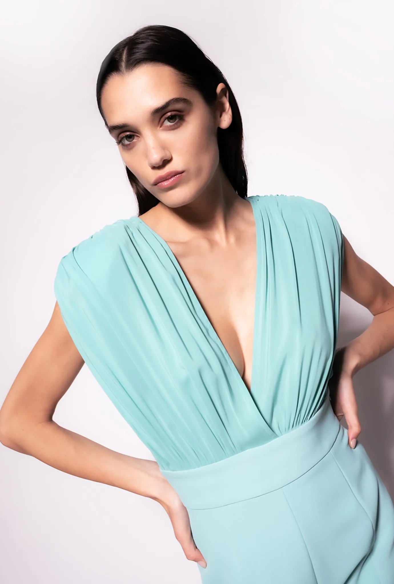 Robes|PINKO Combinaison Fendue Bleu Nil