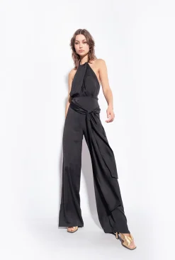 Robes|PINKO Combinaison Legere Ceinturee Noir Limousine