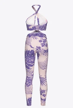Robes|PINKO Combinaison Moulante A Imprime Floral Nude/Violet